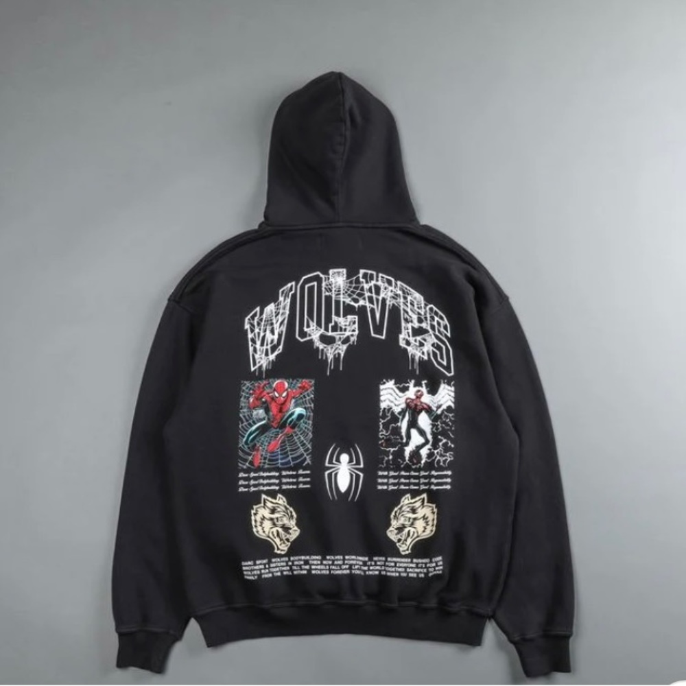 SOLD OUT on website. Darc Sport: WITH GREAT POWER "PIERCE" HOODIE IN CHARCOAL.